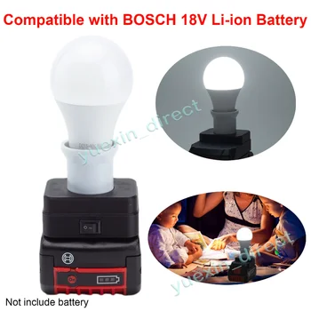 Светодиодный рабочий светильник Портативные лампы E27 для BOSCH 18V с батарейным питанием, беспроводная аварийная лампа (без батареи)
