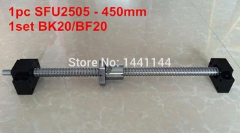 1 шт. шариковый винт SFU2505- 450 мм с обработанным концом + 1 комплект опорных деталей с ЧПУ BK20/BF20