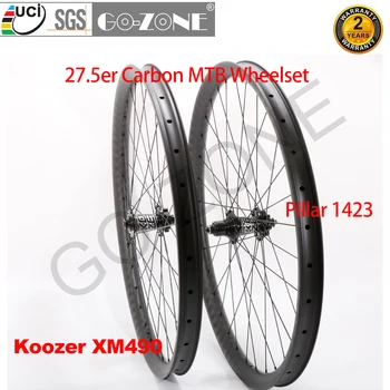 Множество спецификаций 27,5-дюймовых колес MTB Carbon Tampeless Koozer XM490 Через ось / Быстроразъемные Легкие Карбоновые колеса MTB 27,5