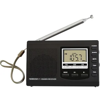 Многополосное портативное FM-радио HRD-310 MW SW, цифровой будильник, ЖК-экран, FM-радиоприемник с динамиком для наушников