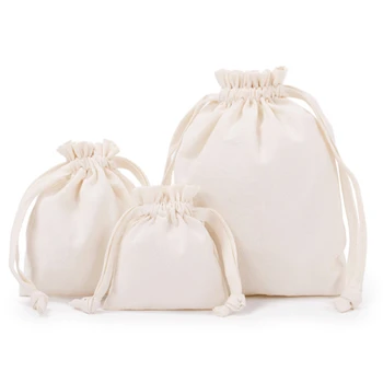 Небольшая Холщовая сумка на шнурке, Портативная Косметичка, Дорожная сумка для хранения ювелирных изделий, Пылезащитные сумки из эко-хлопчатобумажной ткани для женщин, однотонные