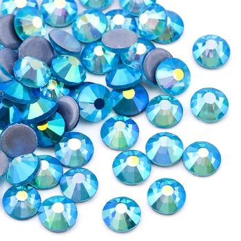 QIAO SS6-SS30 Aquamarine AB Crystal Glass Гладить со стразами/Стразы горячей фиксации для украшения одежды