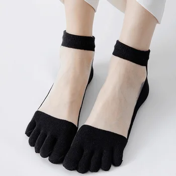 Женские носки с разрезным носком, ультратонкие сетчатые носки со средней трубкой, Летние хлопковые дышащие носки со строчкой из ледяного шелка