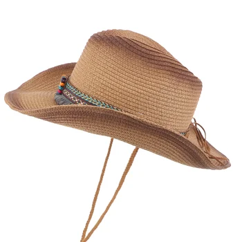 Ковбойская шляпа для женщин и мужчин, солнцезащитная шляпа с широкими полями, уличная соломенная шляпа, декор
