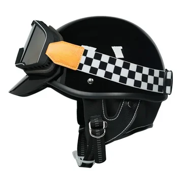 Новый Ретро байкерский моторный шлем с половиной лица Мотоциклетный шлем Мото Шлем Скутер Винтажный Мотоциклетный Мото шлем Casco
