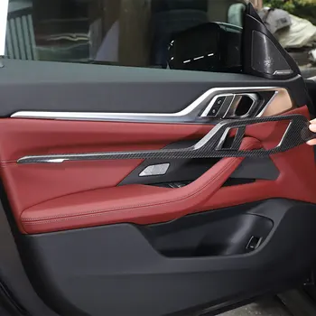 Для BMW 4 серии G26 2021-23, Отделка внутренних дверей автомобиля, накладка на панель, аксессуары для внутренней защиты дверей из настоящего углеродного волокна