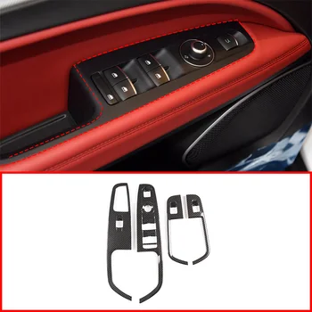 ABS с рисунком из углеродного волокна, автомобильный стеклянный переключатель подъема, рамка, наклейка, аксессуары для интерьера Alfa Romeo stelvio 2017-2020 (LHD)