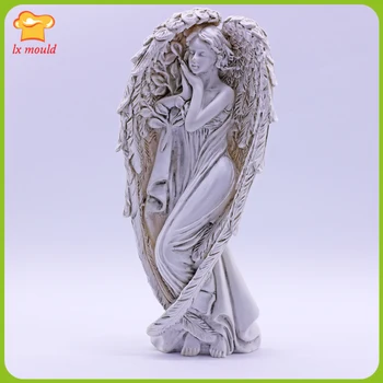 Креативный Ангел Искупления Силиконовые формы Скульптура Бетонная форма Гипсовая Смола Формы для Свечей 3D Ангел и крылья