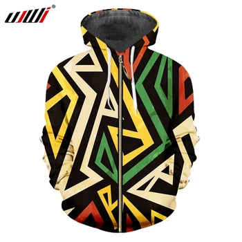 UJWI, 3D толстовка на молнии, геометрический пуловер на молнии, красочный узор, толстовка с капюшоном, модная одежда в стиле хип-хоп, Оптовые продажи 5XL