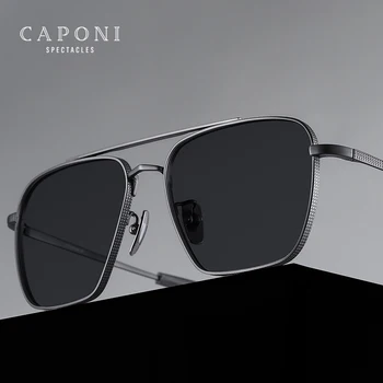 CAPONI 2023 Мужские солнцезащитные очки из чистого Титана Seiko Поляризованные Фотохромные Наружные Оттенки UV400 Оригинальный Бренд Солнцезащитных Очков BS50004
