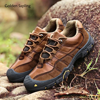 Винтажная мужская повседневная обувь Golden Sapling из натуральной кожи, тактические модные туфли на плоской подошве, Дышащая платформа, Треккинговые ботинки для отдыха, мужские