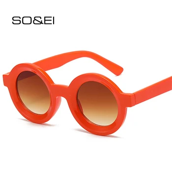 SO & EI, Новые круглые солнцезащитные очки для женщин, оттенки UV400, Винтажные панк-оранжевые Чайные Градиентные Женские очки, трендовые мужские солнцезащитные очки