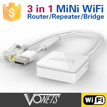VONETS 2,4 G 300 Мбит/с WiFi-маршрутизатор, Расширитель диапазона Wi-Fi, Усилитель, Беспроводной Мост, Портативная точка доступа Wi-Fi для путешествий AR11N-300