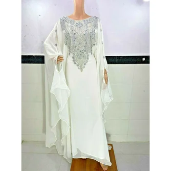 Кафтаны, Дубай, Арабское Марокко, Белое платье, Необычное Длинное платье, Кафтан с вышивкой