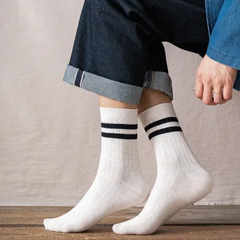 Лига лесбийских носков, однотонные хлопчатобумажные носки с длинной резинкой, весенне-летние хлопчатобумажные белые носки средней длины