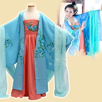 Zhuan Zhu Ge Синий Детский костюм Hanfu с аппликацией и вышивкой 