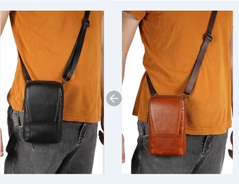 Универсальная сумка для мобильного телефона из натуральной кожи, чехол для смартфона iPhone Samsung Xiaomi Huawei, Маленькая сумка через плечо, дорожная сумка