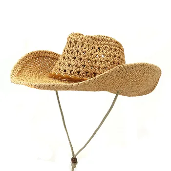 ковбойская шляпа пастушка западные аксессуары элегантные женские шляпы пляжная мужская кепка Роскошная соломенная шляпа солнцезащитная летняя новая панама мода
