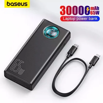 Baseus Power Bank 30000 мАч 65 Вт PD Быстрая Зарядка QC3.0 Power Bank Для Ноутбука Внешнее зарядное устройство Для iPhone 13 Samsung Xiaomi