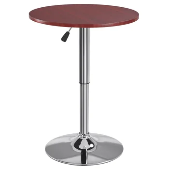 Круглый Поворотный барный стол Alden Design с хромированным основанием для бистро, Коричневая мебель для домашнего бара, Барный стол, Барная мебель