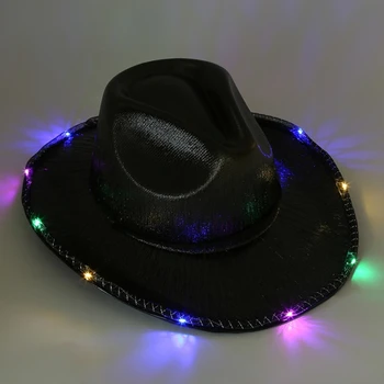 Ковбойская шляпа для отдыха, фетровая шляпа светящегося цвета, подарок-сюрприз для девочек, Ковбойская шляпа для мальчиков, музыкальный фестиваль, Карнавалы