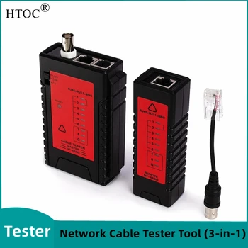 Инструмент для тестирования сетевого кабеля HTOC (3-в-1) Многофункциональный тестер RJ11 RJ45 BNC для LAN-телефона CAT5/CAT6/CAT7 с кабелем RJ45-BNC