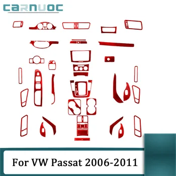 Красные наклейки из углеродного волокна для Volkswagen VW Passat 2006 2007 2008 2009 2010 2011 Декоративные аксессуары для интерьера автомобиля