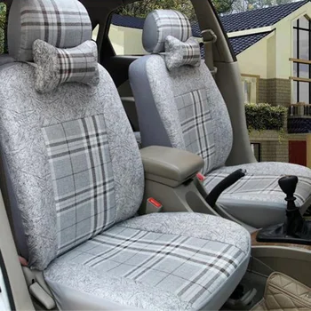 Универсальные чехлы для автомобильных сидений из серой льняной ткани, подушка сиденья для седана SUV Four Seasons