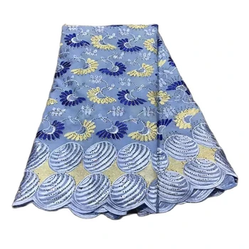 Швейцарская вуалевая кружевная ткань с камнями, Вышитое кружево, Африканские ткани для женского платья