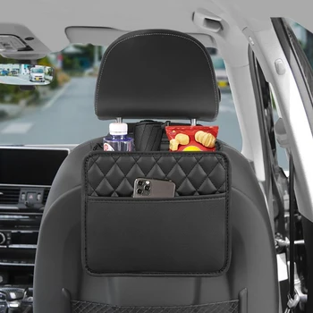 Автомобильная кожаная сумка для хранения, Регулируемый карман на заднем сиденье, Многофункциональная подвеска в автомобиле, Складной органайзер, Ключи, держатель для телефона, подвесная сумка
