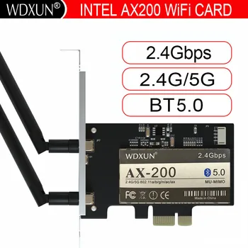 Двухдиапазонный 2,4 Гбит/с Беспроводной AX200NGW Сетевой WiFi PCI-E 1X Карта Для Intel AX200 2,4 G/5 ГГц 802.11ac/ax Wi-fi Bluetooth 5,0 Адаптер