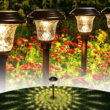 Солнечный садовый светильник на открытом воздухе, теплый белый, водонепроницаемый светодиодный светильник для дворов, террас, ландшафтов и тротуаров
