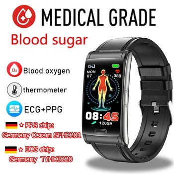 ЭКГ уровня сахара в крови + PPG Новые смарт-часы Мужские Sangao Laser Health, пульсометр, кровяное давление, Фитнес-часы IP68, водонепроницаемые Умные часы