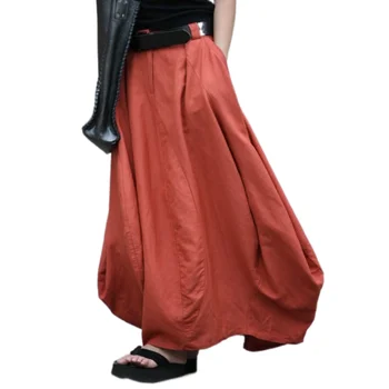 S012 Высококачественная женская льняная длинная юбка в стиле пэчворк, юбка-бутон, Юбка-макси, льняные юбки, исламский низ, мусульманские юбки
