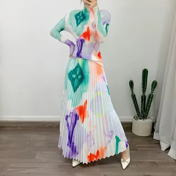 MUHUIZI 2023, весенне-летнее новое плиссированное женское модное платье в западном стиле с круглым вырезом, свободное платье на подтяжках со шнуровкой, из двух частей