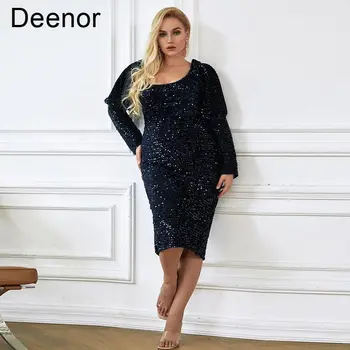 Платье Deenor размера Плюс, Модное платье с бисером и пайетками, Длинное платье Большого размера, Сексуальное Вечернее Платье, Элегантные модные женские платья