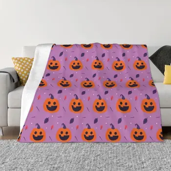 Забавные Одеяла с Рисунком Тыквы на Хэллоуин, Теплое Фланелевое Покрывало для постельного белья, покрывало для дивана