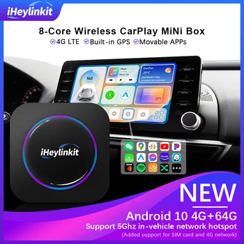 Iheylink Mini Ai Box Apple CarPlay Wireless Android Auto Пользовательский пользовательский интерфейс Мобильные Приложения Netflix YouTube 4G LTE Smart Link GPS