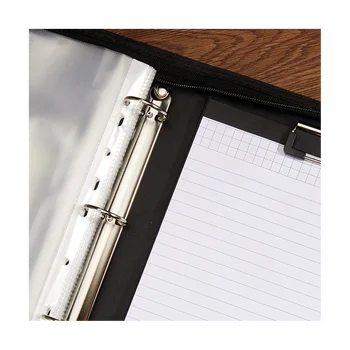 Органайзер для портфолио на молнии, Кожаная папка-скоросшиватель, Профессиональная деловая папка, Органайзер для iPad/документов (черный)