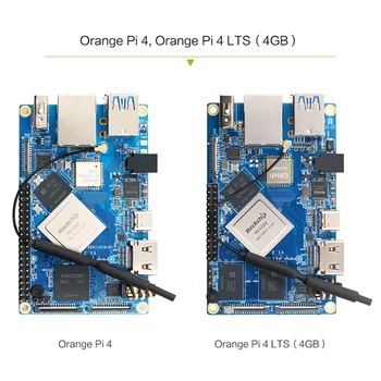 Для Orange Pi 4 LTS + Чехол + Вентилятор 4 ГБ DDR4 16 ГБ EMMC RK3399 Wifi + BT5.0 Gigabit Ethernet Под управлением ОС Android Ubuntu Debian