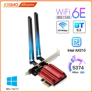 5374 Мбит/с WiFi 6E Intel AX210 Bluetooth 5,3 Трехдиапазонный 2,4G/5G/6 ГГц AX210NGW 802.11AX PCIe Адаптер беспроводной сетевой карты Win10/11