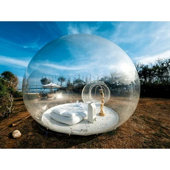 шатер купола пузыря на открытом воздухе гостиницы располагаясь лагерем раздувной ясный прозрачный