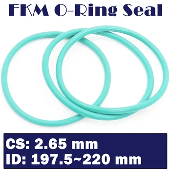 Резиновое кольцо CS2.65mm FKM ID 197.5/200/205/210/212/215/218/220*2.65 мм, 5 шт., уплотнительное кольцо, прокладка из фтора, Сальник Зеленого цвета