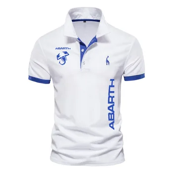 Новый мужской короткий рукав с логотипом Abarth, цвет в тон, модная мужская одежда, хлопковая мужская рубашка поло с отворотом, рубашка для гольфа, топ