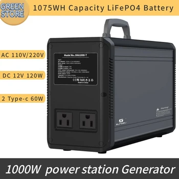 Портативный Электрический Солнечный генератор 1000 Вт 110 В 220 В Lifepo4 Аккумуляторная электростанция для наружной домашней энергетической системы
