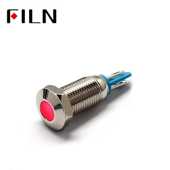 Металлическая индикаторная лампа LED 8 мм, водонепроницаемая сигнальная лампа 12V, точечный светильник, красочный вогнутый индикатор