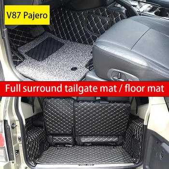 Кожаный коврик на заднюю дверь для Mitsubishi V87 Pajero, проволочный коврик для левого привода, 3-дверный коврик для багажника Pajero Shogun Montero в коротком стиле