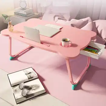Розовый Портативный складной держатель для ноутбука, рабочий стол, Деревянный Складной компьютерный стол для кровати, дивана, чайного сервировочного столика