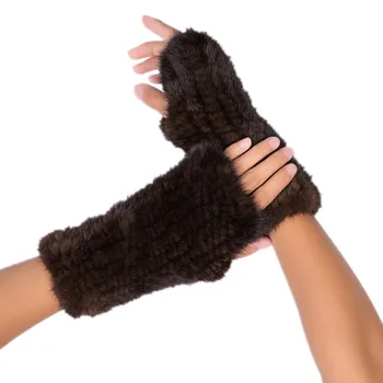 Женские модные зимние перчатки из натурального меха норки Высшего качества, теплые перчатки длиной в полпальца S2427