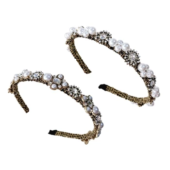 Винтажная повязка на голову с кристаллами и жемчугом, свадебные головные уборы, реквизит для вечеринки, сверкающая корона